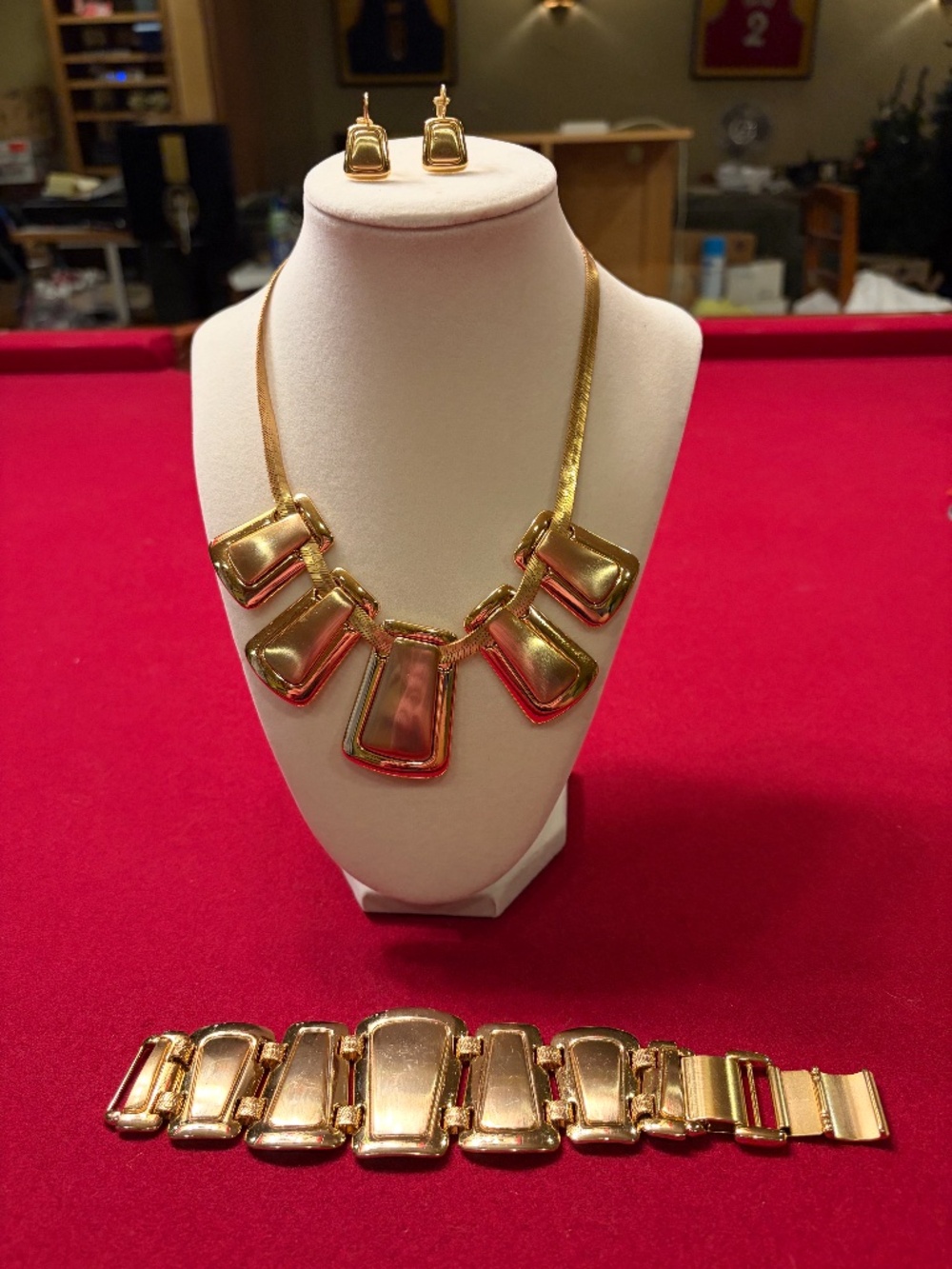 Brighton Gold-Tone Statement Necklace Bracelet Earrings 3-Piece Set